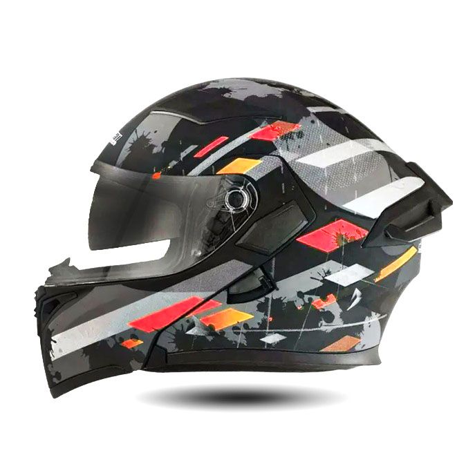 JIEKAI Motorcycle Helmet 902 Splash Red Black Motorcycle Uncovered Helmet Flip up Chin Double Visor Full Face New Model with Spoiler
